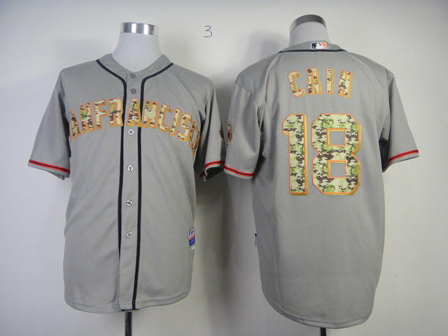 Men San Francisco Giants #18 Cain Grey Camo MLB Jerseys->san francisco giants->MLB Jersey